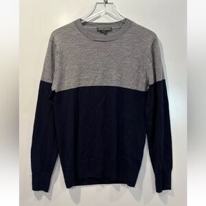 Slate & Stone Navy Blue Gray Color Block Wool Sweater Mens Size Medium (513)
